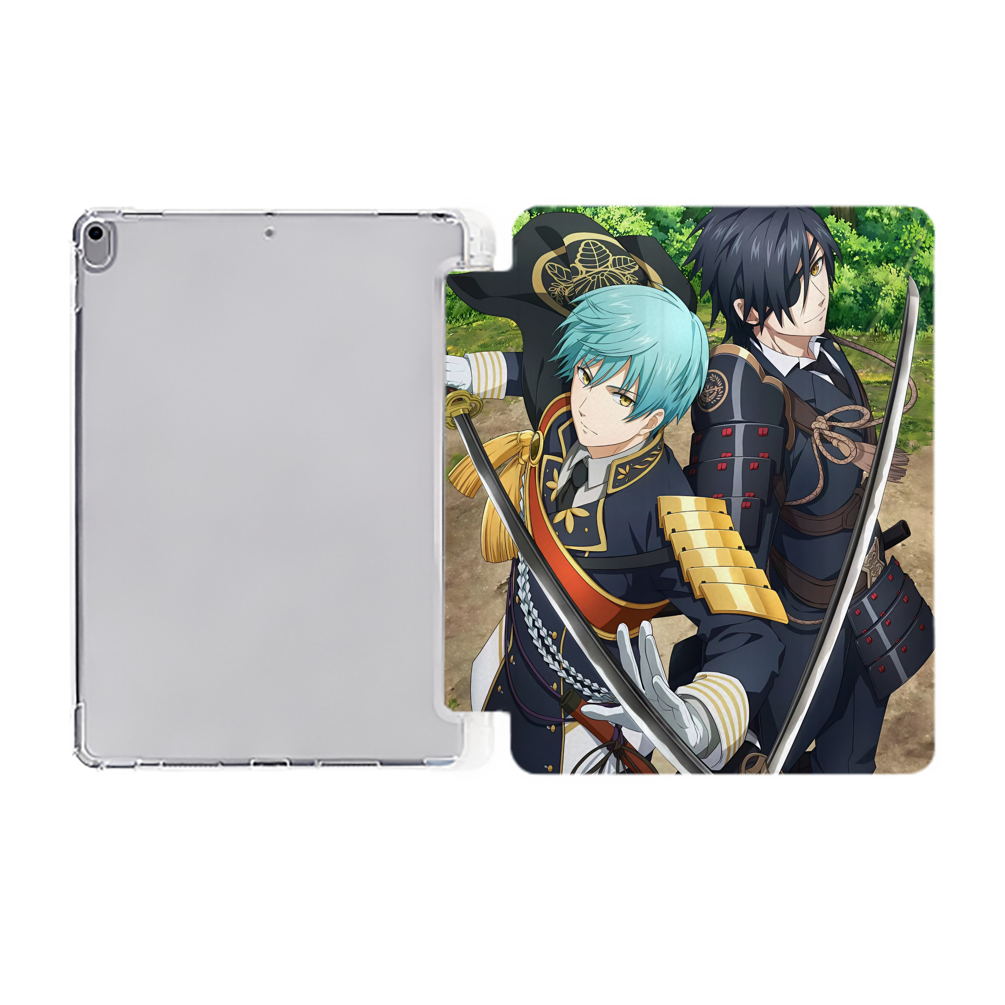 （画像用） 刀剣乱舞 Touken Ranbu IPad ケース ペン収納付き 三つ折りスタンド PUレザー×シリコン 対応機種9.5/10.5/10.9インチ